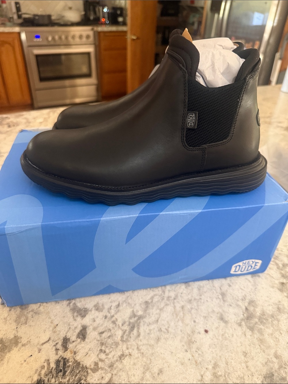 Hey Dude womens Black leather Branson waterproof boot